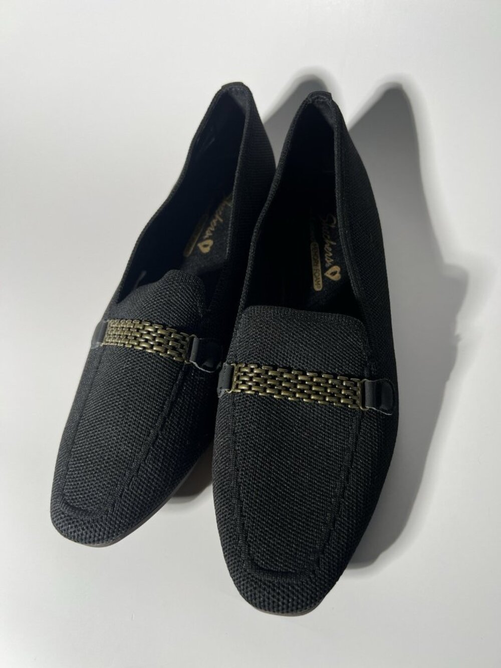 Skechers Cleo Snip Knit Flats Black Memory Foam Women’s 7.5